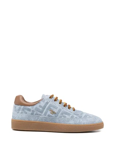 Fendi Ff-monogram Denim Sneakers In Multi