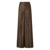 Fendi Ff-monogram Pleated Silk Trousers In Brown