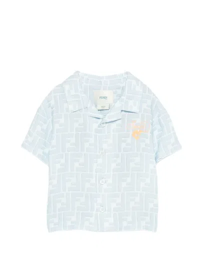 Fendi Babies' Ff-monogram Shirt In Blue