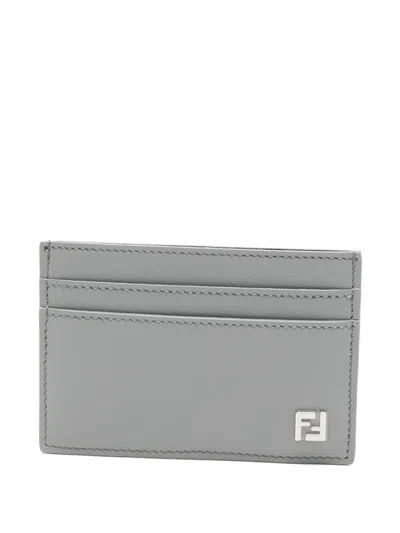 Fendi Ff-motif Cardholder In Gray