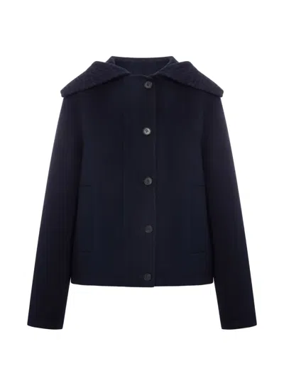 Fendi Ff-motif Hooded Jacket In 블루
