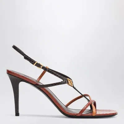 Fendi Ffold Burgundy/brown Heel Sandal