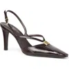 Fendi Brown Hagfish Leather High-heeled Slingbacks In Brown