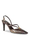 Fendi Ffold High Heel Printed Karung Slingbacks In Multi