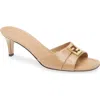 Fendi Ffold Kitten Heel Slide Sandal In Honey