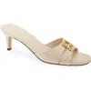 Fendi White Leather Medium-heeled Sandals In Shell