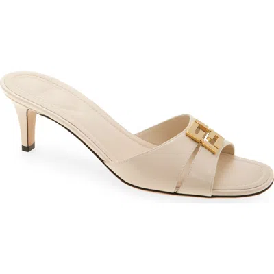 FENDI FENDI FFOLD KITTEN HEEL SLIDE SANDAL