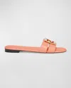 Fendi Ffold Leather Flat Sandals In Bright Peach