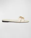 Fendi Ffold Leather Flat Sandals In White