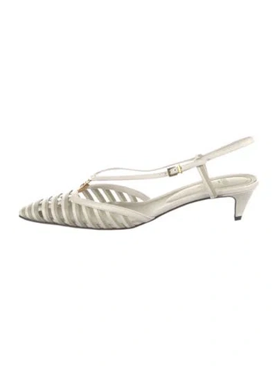 Pre-owned Fendi Ffold Leather Pumps W/ Tags In White