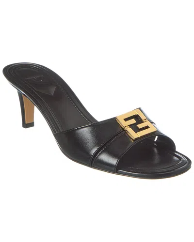 Fendi Ffold Leather Sandal In Black