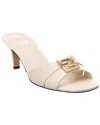 Fendi Fold Leather Kitten-heel Sandals In Neutral