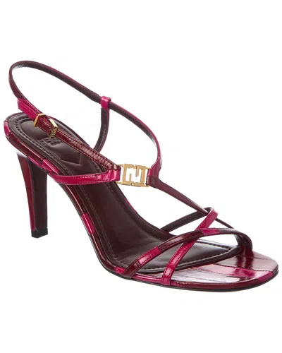 Fendi Ffold Leather Sandal In Red