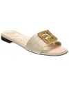 Fendi Ffold Leather Flat Sandals In White