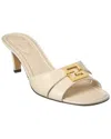 Fendi White Leather Medium-heeled Sandals In White
