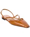 Fendi Ffold Leather Slingback Flat In Brown