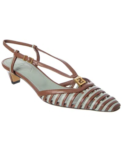 FENDI FENDI FFOLD LEATHER SLINGBACK PUMP