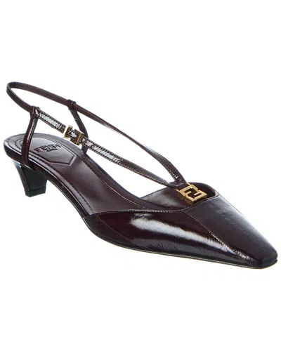 Fendi Ffold Leather Slingback Pump In Black