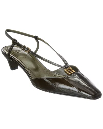 Fendi Ffold Leather Slingback Pump In Black