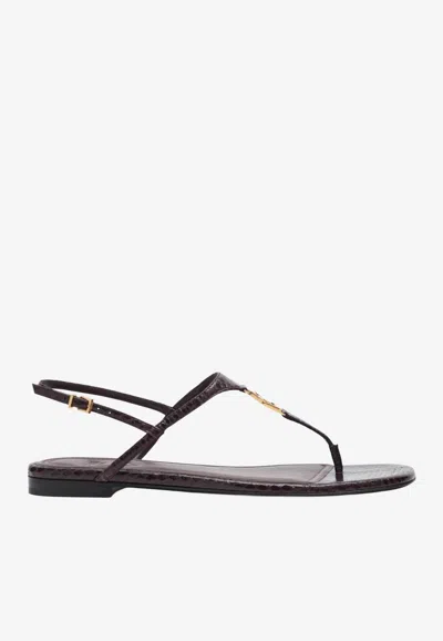Fendi Ffold Leather Thong Sandals In Multi