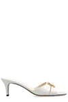 Fendi White Leather Medium-heeled Sandals In Beige