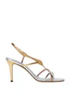 Fendi Ffold Multicolour Metallic Ayers High-heeled Sandals Shoes