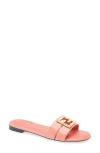 Fendi Ffold Leather Flat Sandals In Bright Peach