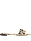 Fendi Multicolor Leather Ffold Slippers In Black