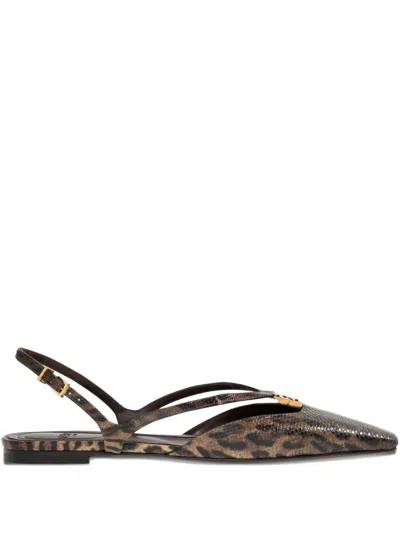 Fendi Fold Slingback-ballerinas In Brown