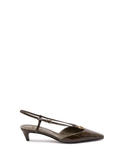 Fendi Ffold` Slingbacks In Green