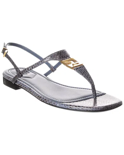 Fendi Ffold Snakeskin Sandal In Blue