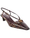 Fendi 40mm Fold Leopard-printed Snake Leather Slingback Pumps In Brown