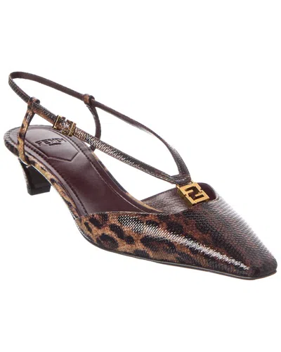 Fendi Ffold Snakeskin Slingback Pump In Multi