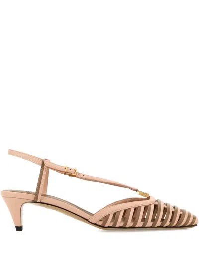 Fendi Ffold Strappy Slingback Kitten Pumps In Pink