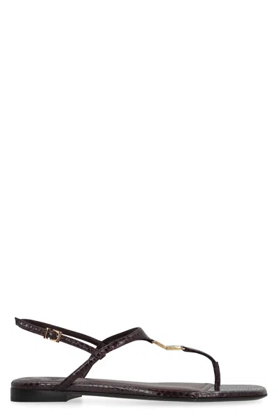 Fendi Ffoldo Python Leather Sandals With Adjustable Ankle Strap In Animal Print