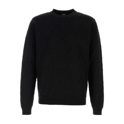 Fendi Ff-pattern Cotton Sweater In Black