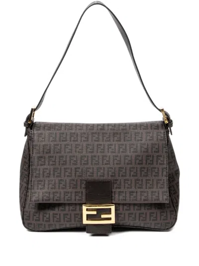 Pre-owned Fendi Ff-pattern Shoulder Bag In Brown