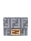 Fendi Ff-pattern Tri-fold Wallet In Gray