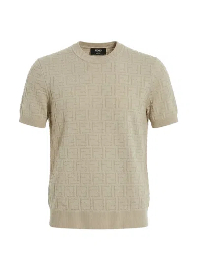 Fendi Ff-pattern T-shirt In Neutral