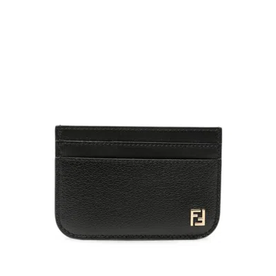 Fendi Ff-plaque Wallet In Black