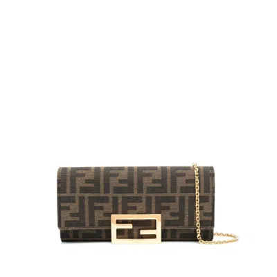 Fendi Ff-print Wallet In Brown