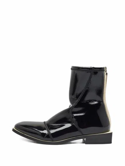 Pre-owned Fendi Fframe Square-toe Ankle Boots In Black