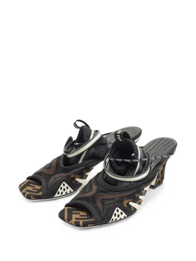 Pre-owned Fendi Ffreedom Mesh Sandals In Black