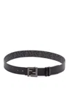 Fendi Men's Ff Squared Leather And Canvas Reversible Belt In Black