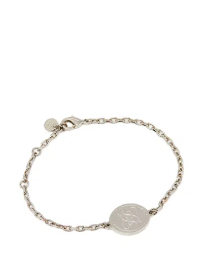 Pre-owned Fendi Ff-tag Chain Bracelet In Silver