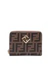 Fendi Medium Ff Diamonds Zip-around Wallet In Brown
