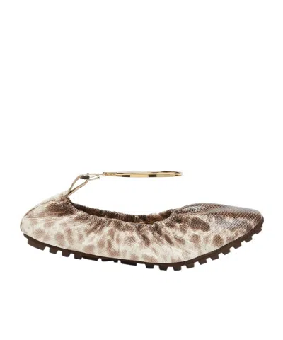 Fendi Filo Ballerina Shoes In Nude | ModeSens