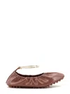Fendi Filo Leather Flat In Brown