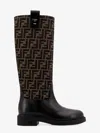 Fendi Filo Ff Canvas & Leather Knee-high Boots In Black