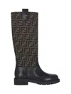 Fendi Leather Knee High Boots In Black